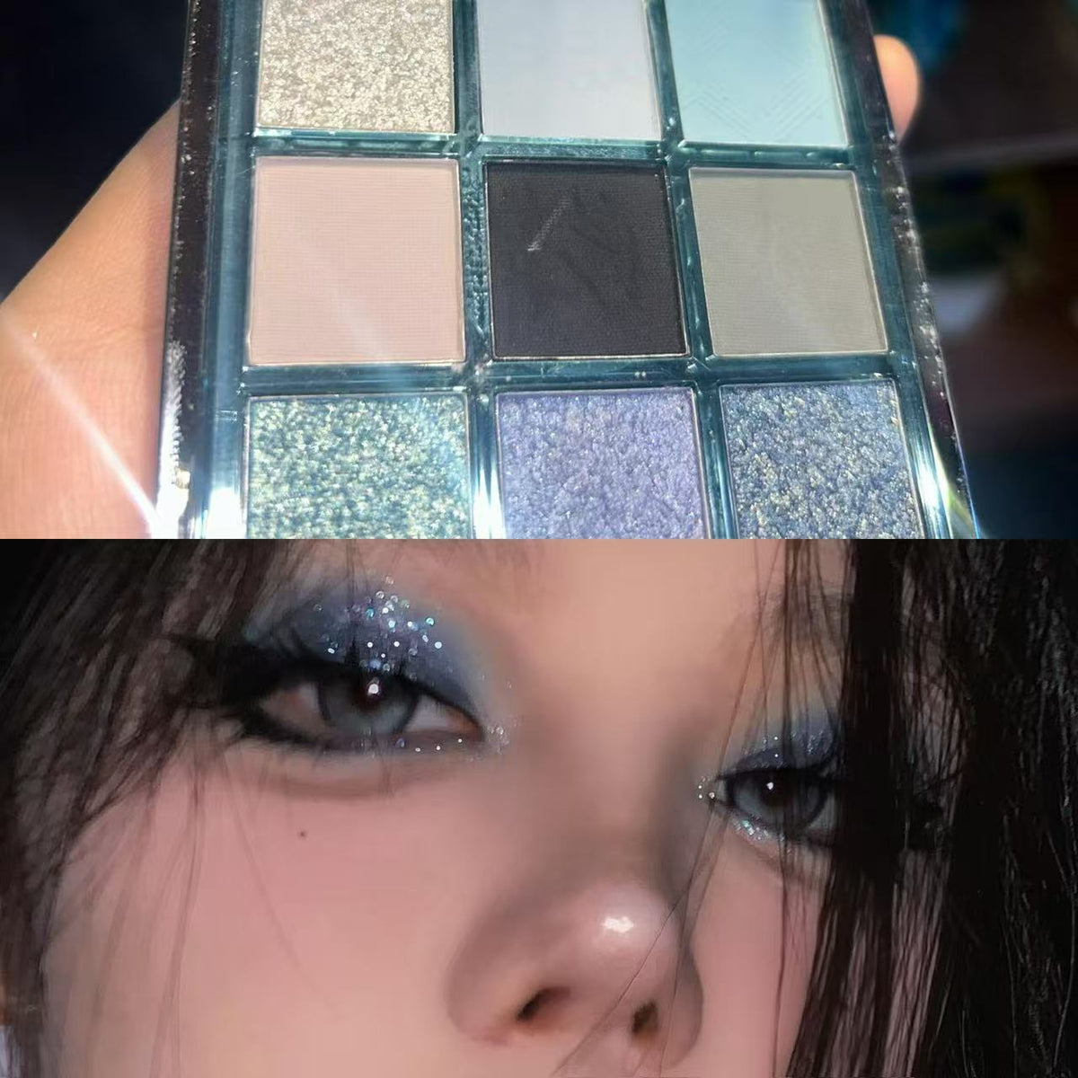 Faible saturation glace perméable bleu fumée Oeil Shadow Plate Matte Shimmer Diamond dans le Deb