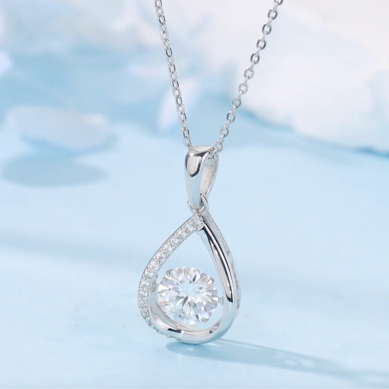 S925 Argent Sterling 1ct D Couleur VVS1 Moissanite Collier Teardrop 45cm Plat Or Platine
