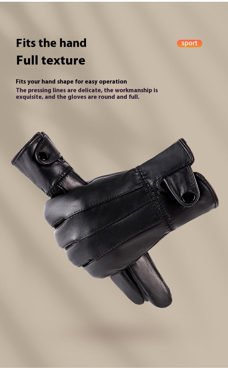 Gants en cuir véritable pour les hommes et les femmes L'automne et l'hiver revêtus de polaire