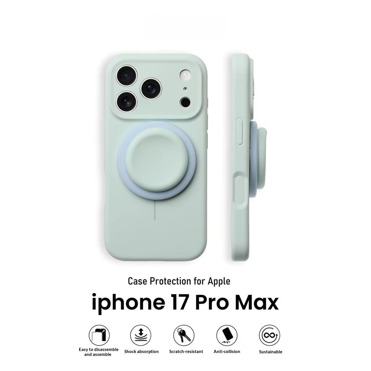 Light Blue Liquid Precise-Hole Magnetic Suction Holder Boîtier de téléphone compatible