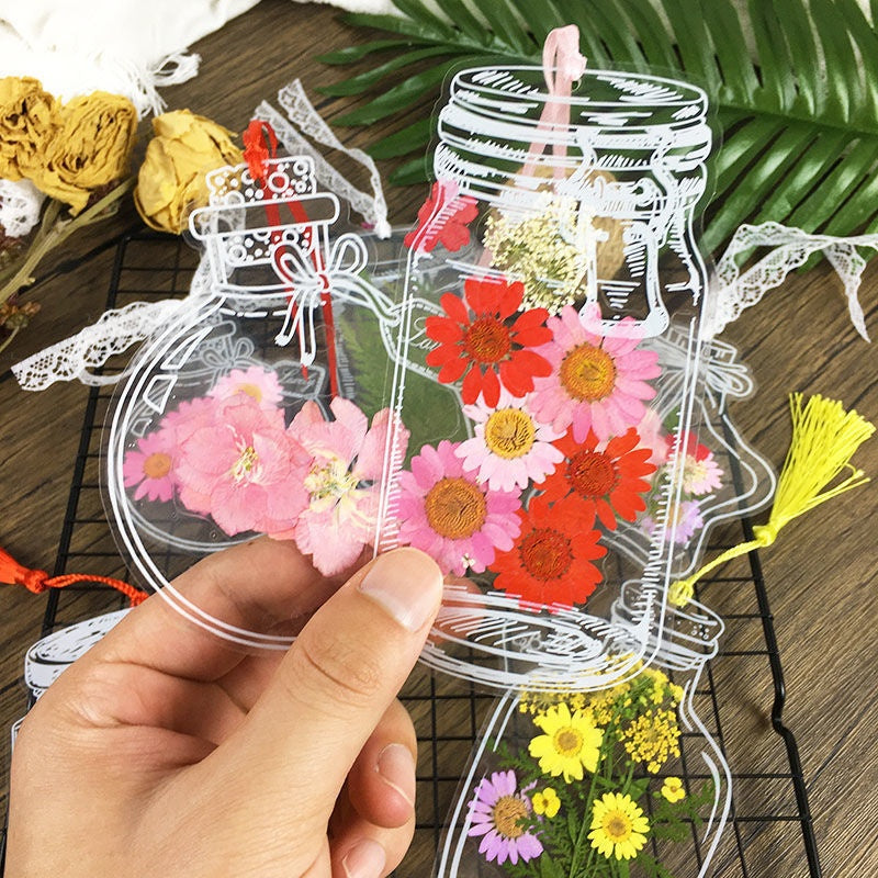 Signets de fleur séchée culturelle et créative Matériaux de bricolage faits à la main Fleurs pressées Transpa