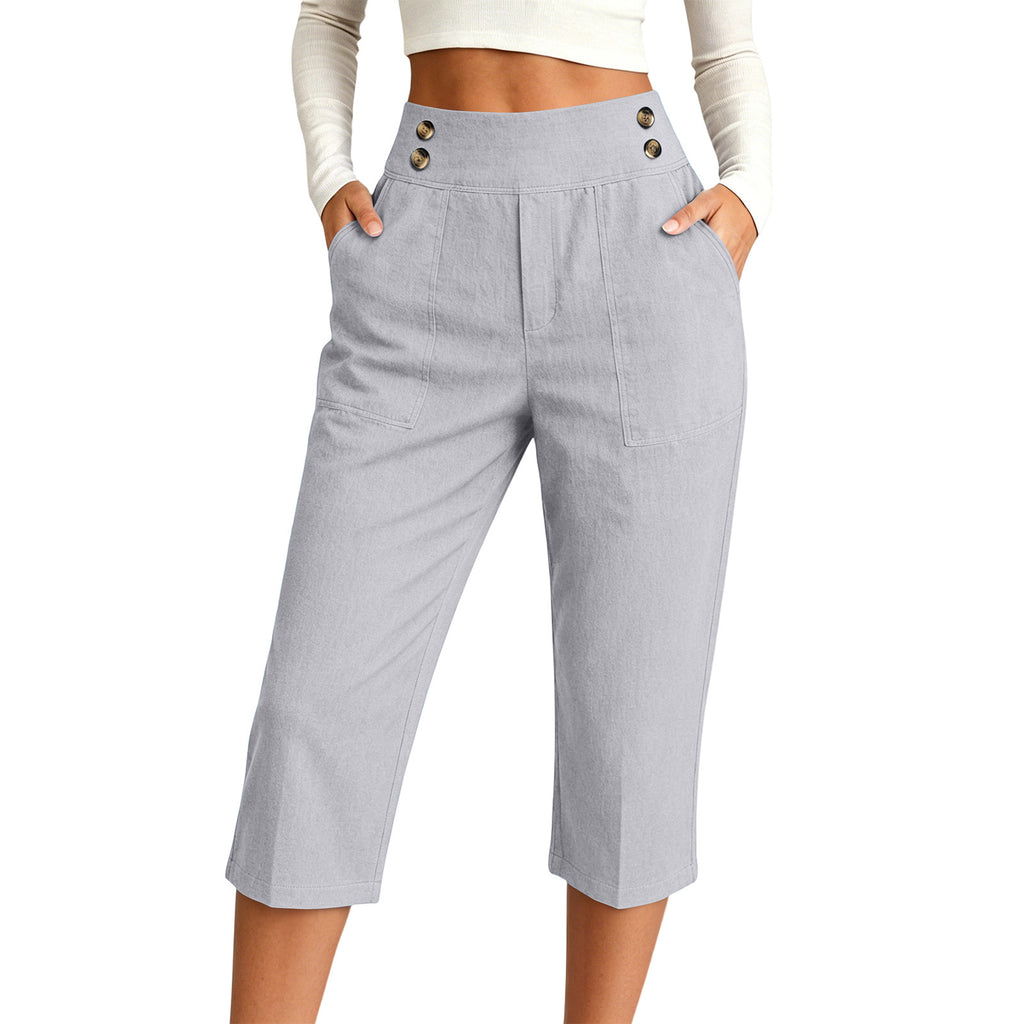 Femmes S Fashionable haute taille pantalons de trois quarts de longueur dans le style européen occasionnel pour Dai