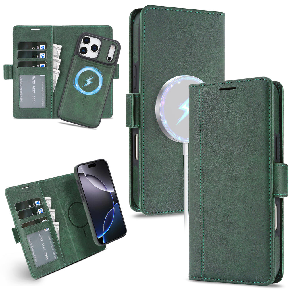 Coque de téléphone en cuir magnétique sans fil