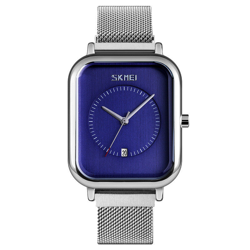 Hommes mode Square affaires Quartz étudiants hommes Mesh-Strap Imperméable calendrier montre