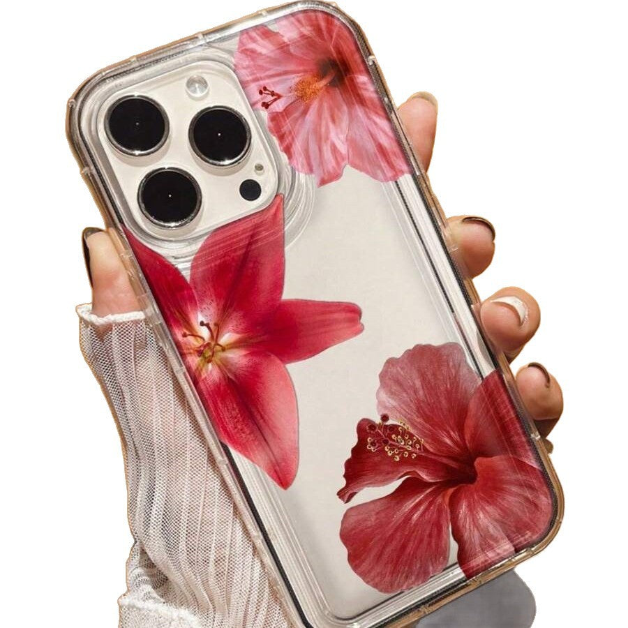 Red Hibiscus Rosa-sinensis Applicable Airbag Trend Phone Case