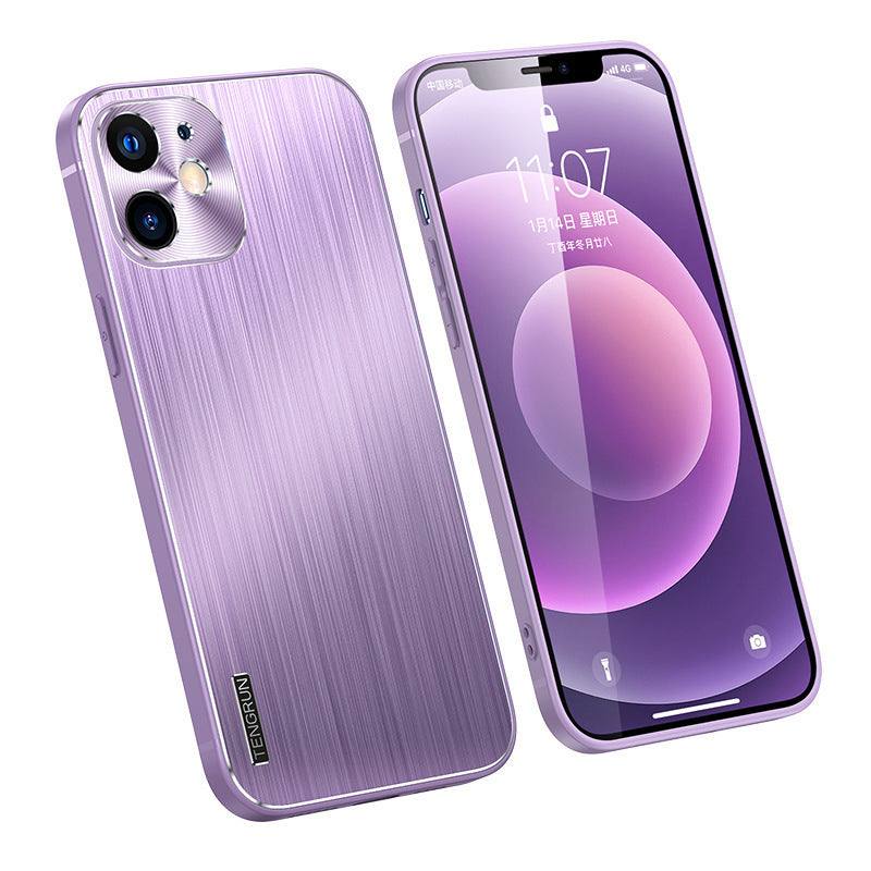 Boîtier de téléphone mobile en métal brossé Couverture de protection pour trous fins