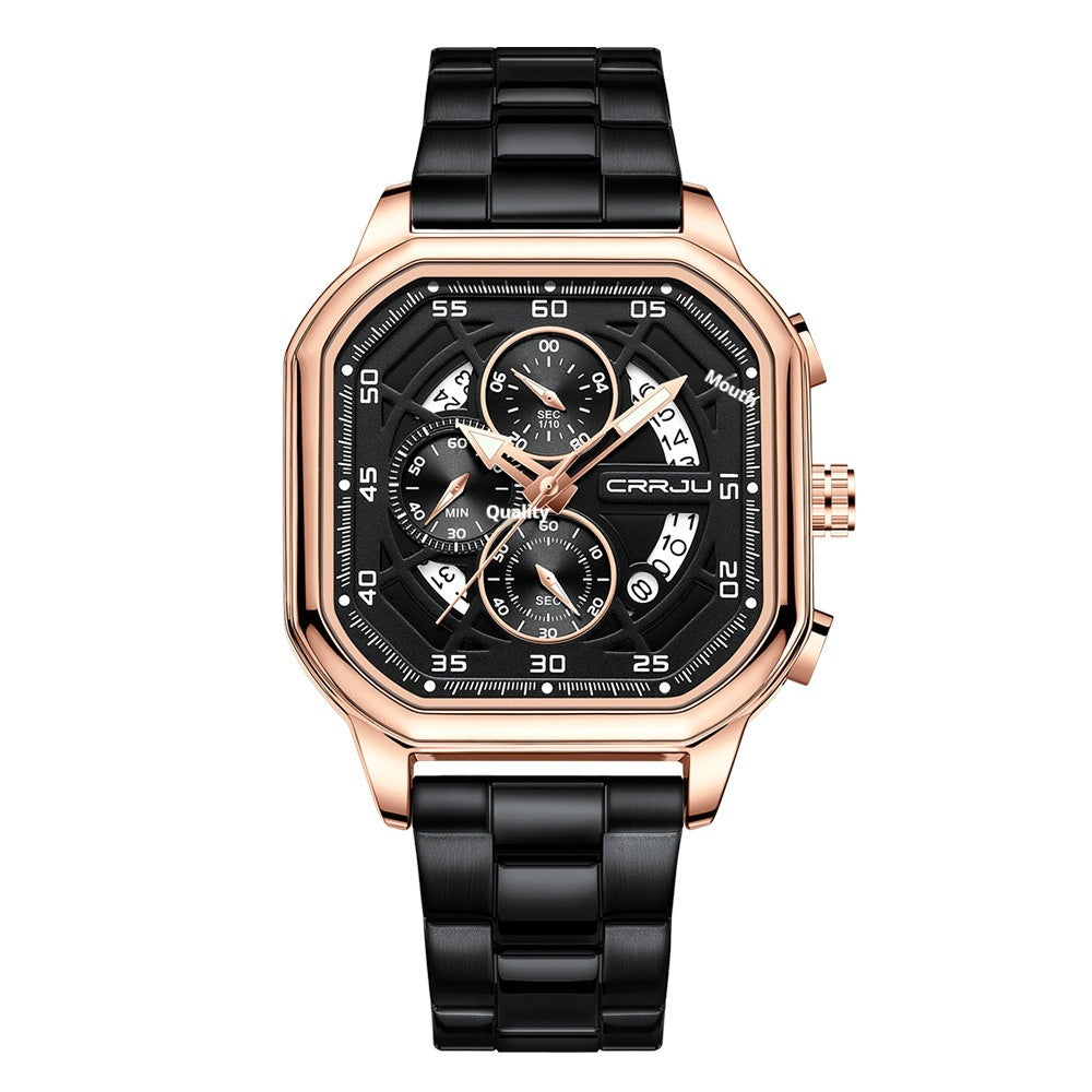 Waterproof Square Couple Multifunctional Calendar Steel-Strap Fashion Watch