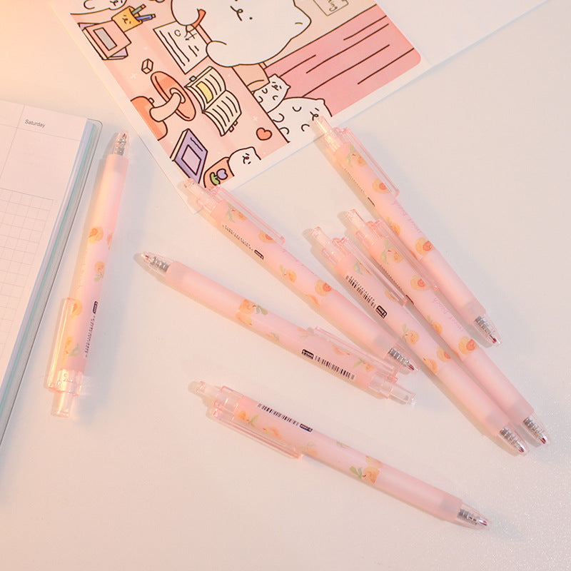 Cute Peach Press Gel Pen Coréen Papeterie Kawaii Gel Enk Rollerball Pens