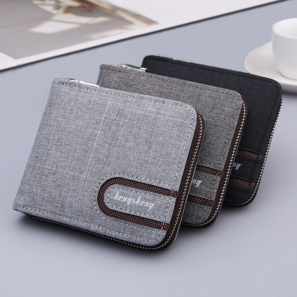 Hommes Toile Court Portefeuille multifonctionnel