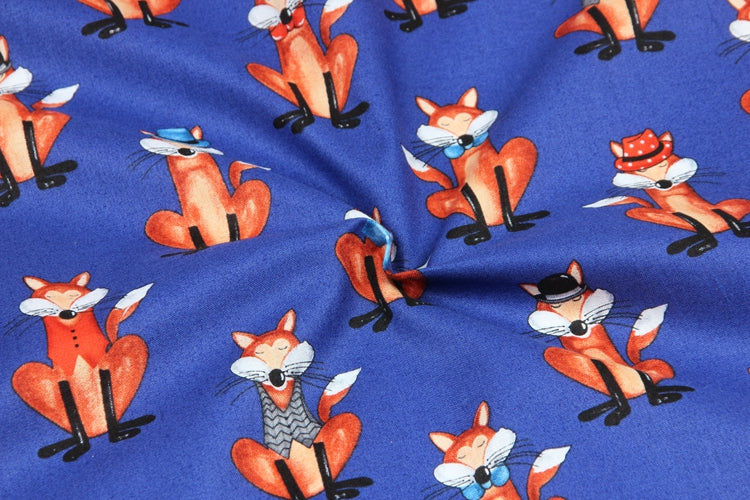 Tissu de coton uni Style nordique Animal Fox imprimé bricolage à la main