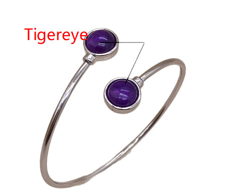 Bracelet Améthyste Bangle de cristal rond à double tête