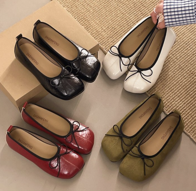 Femmes Bow Decor Round Toe Ballet Flats