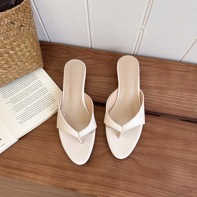 Femmes Elégant Français Thong talon mince Flip Flops Outdoor Wear Summer High Heel Slippers