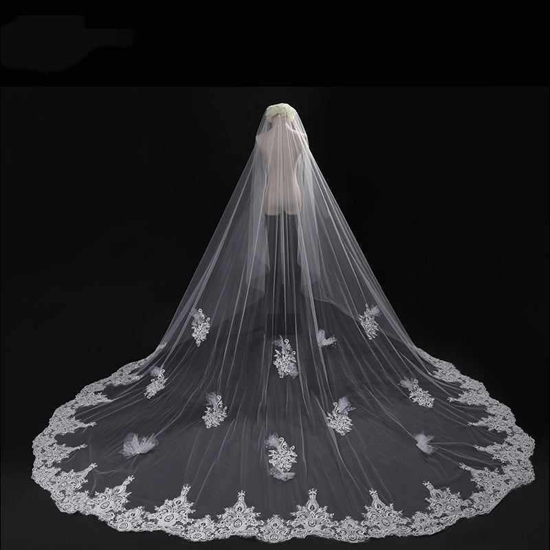 Mariée Mariage Maître Veil Long Tail