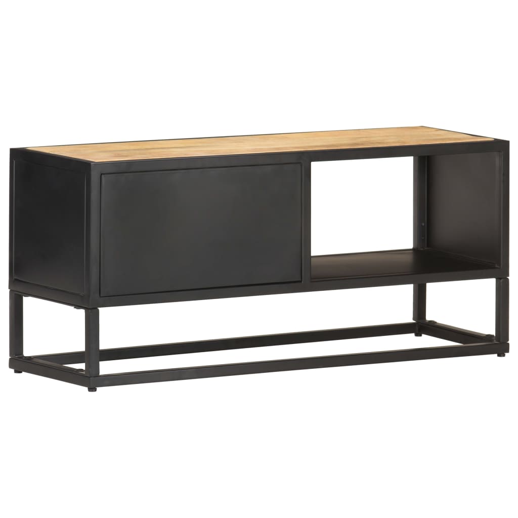 TV Cabinet avec porte sculptée 90x bois de mangue dur