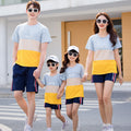 Fashion Striped Family Matching Outfits Summer Casual T-shirt Short Sets Couples Partag