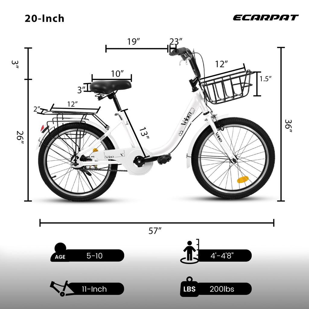 A20182 Vélo enfant de 20 pouces pour garçons et filles