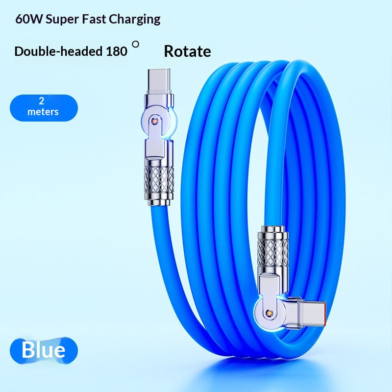 Gaming Dual-bend Rotating PD Câble de données de recharge rapide