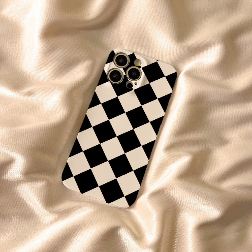Cas de diamant minimaliste noir et blanc avec découpes de précision