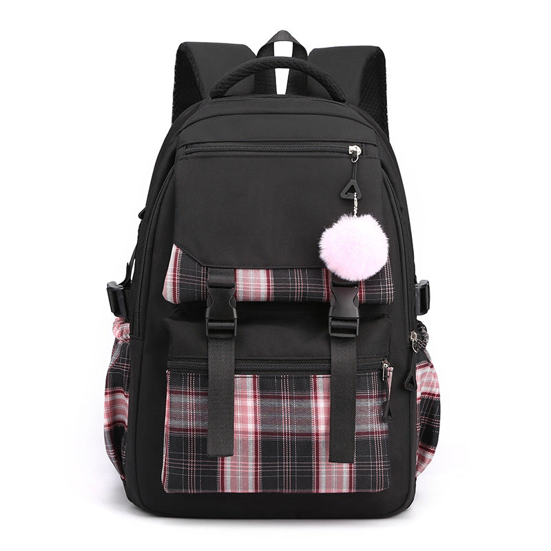 Sac à dos pour ordinateur multicouche simple couleur solide pour femmes