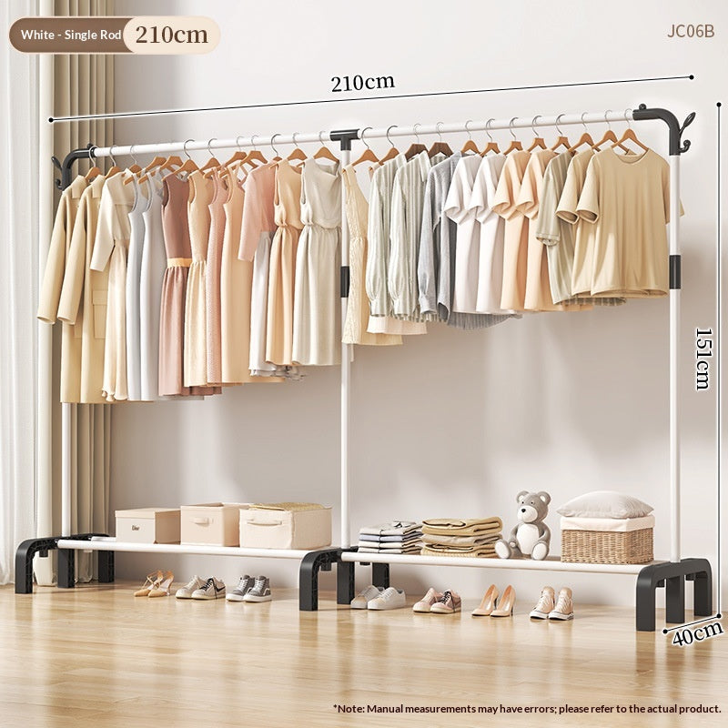210 Blanc - Single Pole Double Row-upgraded et allongéFloor Standing Clothes Hanger