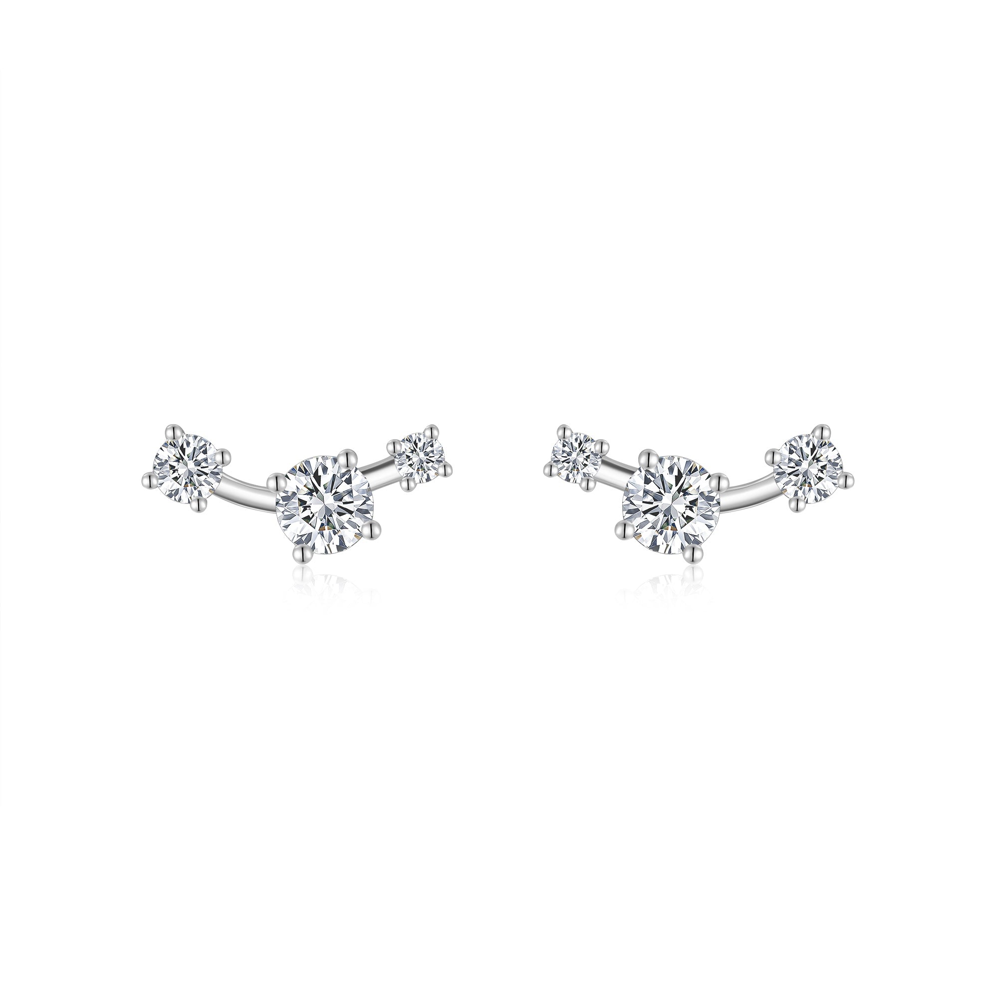 S925 Boucles d'oreilles en argent sterling à trois tons courbes