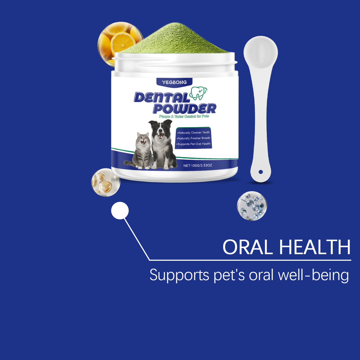 Poudre de nettoyage des dents des animaux de compagnie