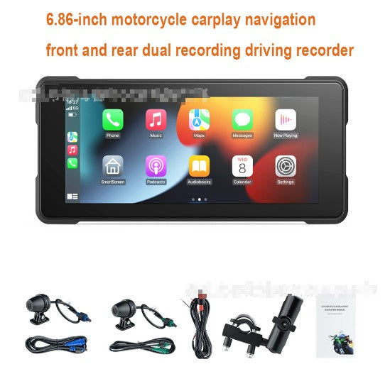 6.86 pouces Motorcycle Driving Recorder HD Dual Lens Projection Screen Navigation