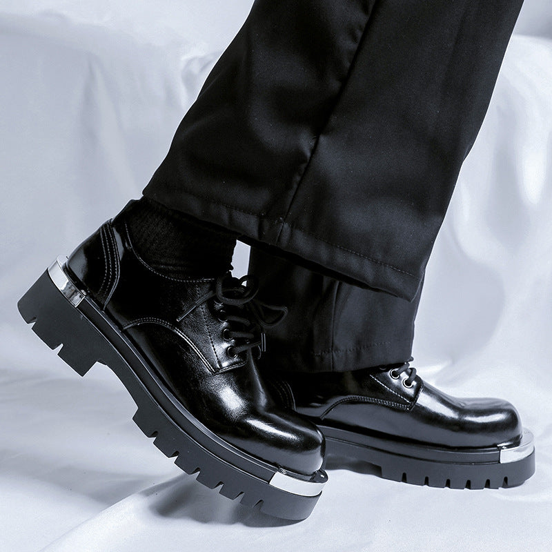 Chaussures en cuir pour hommes à semelle épaisse et mode