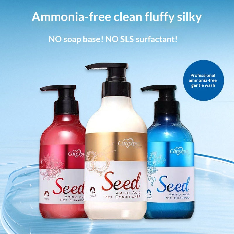 Shampooing animal avec des extraits de graines et des acides aminés pour soins de la fourrure