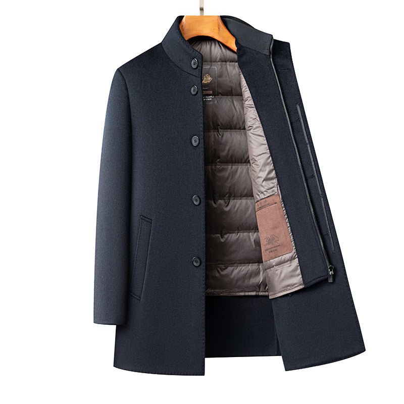 Manteau de laine détachable pour hommes d'hiver épais et résistant au froid