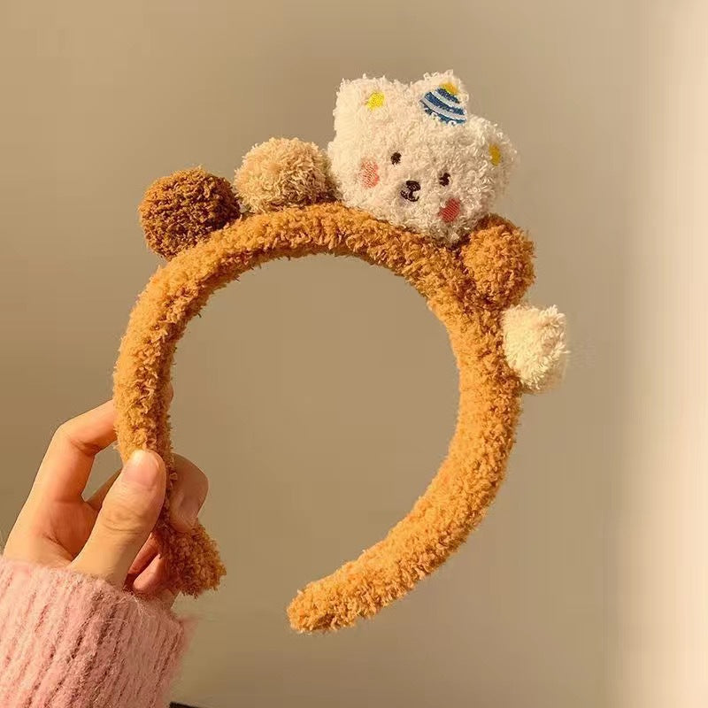 Bandes de cheveux mignons de lavage du visage Tête de dessin animé femelle Bande de cheveux Bande de tête Appliquer