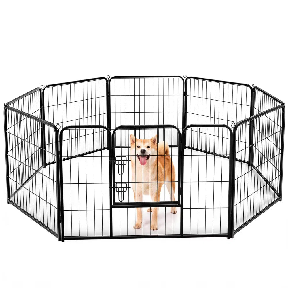 Stylo d'exercice en métal de hauteur de clôture intérieure avec porte Petit chiot/Moyen/Grands chiens