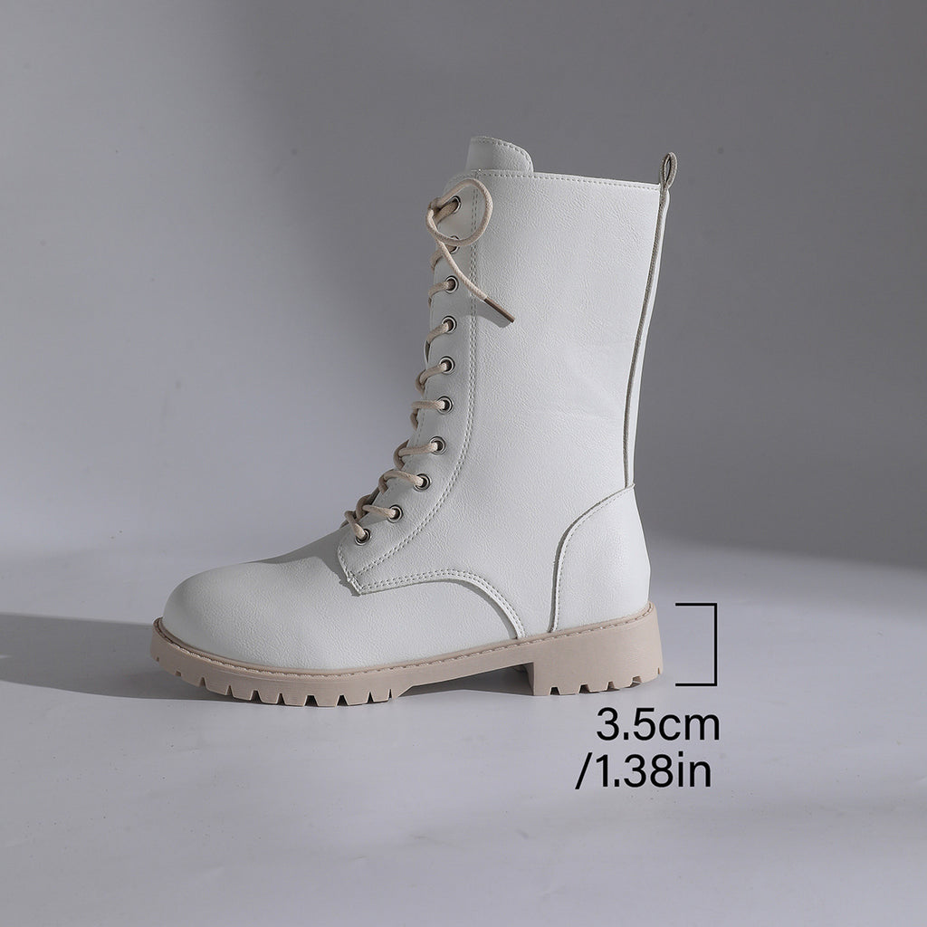 Bottes pour femmes à talons carrés Grand orteil rond Martin Bottes