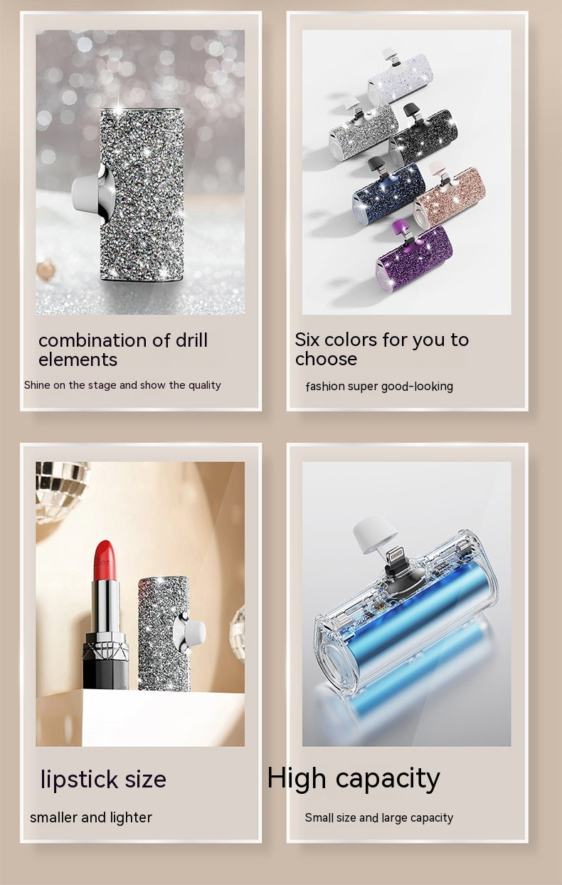 Diamond Pocket Capsule Emergency Power Bank Mini Lipstick intégré au diamant Petit Portable