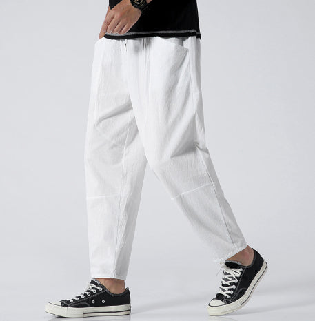 Pantalons de Harem coupés en lin de coton allongé