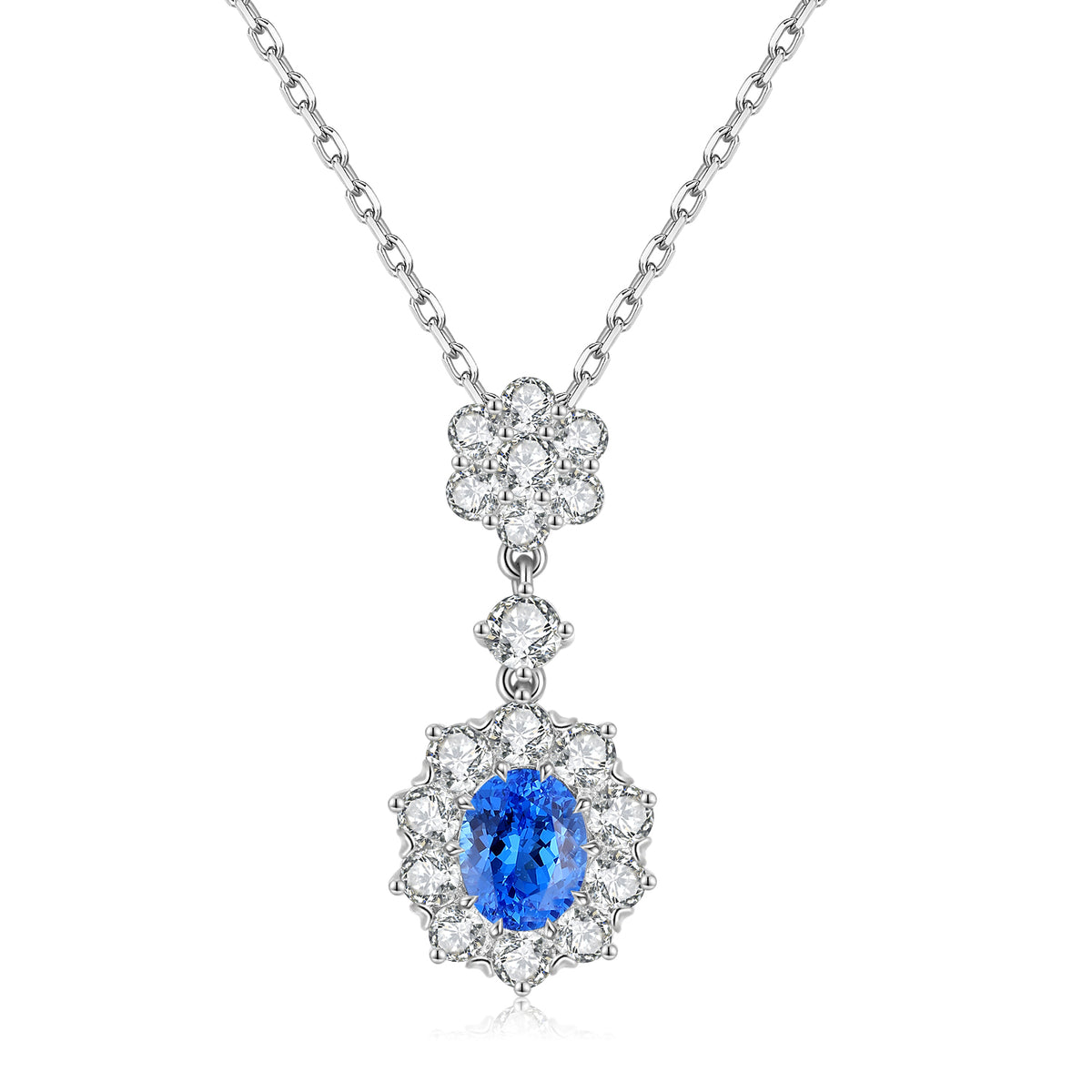 S925 Argent 6.3g Collier de pierre gemme créé en laboratoire