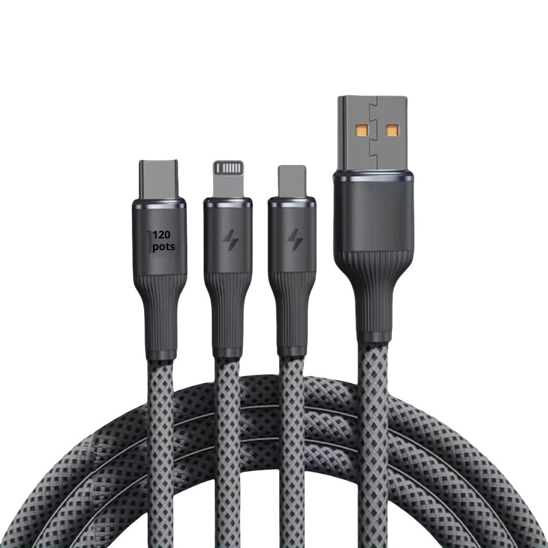 One-to-three fast charging data cable