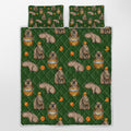 3-Piece Capybara Printed Quilt Set Soft Microfiber Lightweight Green Bedspread Ca