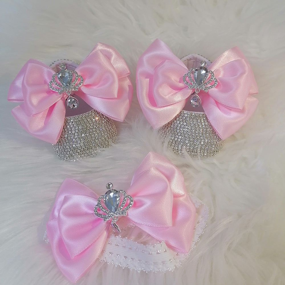 Chaussure de bébé fille en strass fait main