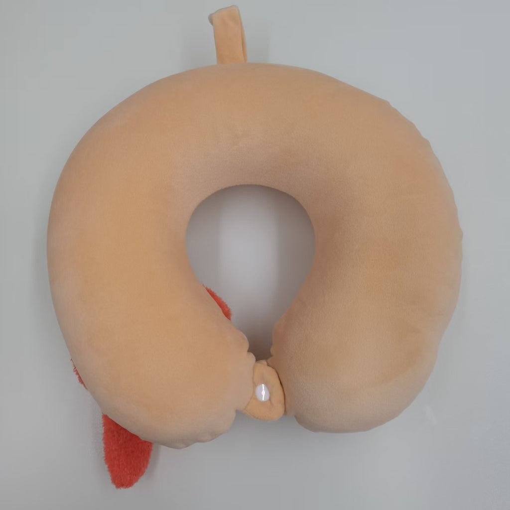 Ours mignon avec écharpe rouge et bonnet de sommeil Oreiller de cou UShaped