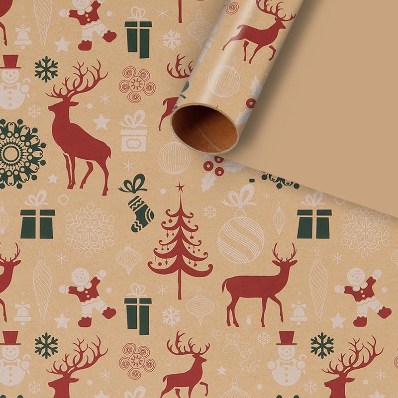 Papier Kraft Boîte Cadeau Créative Papier Décoratif Père Noël Snowman Snowflake Wrapping Pape