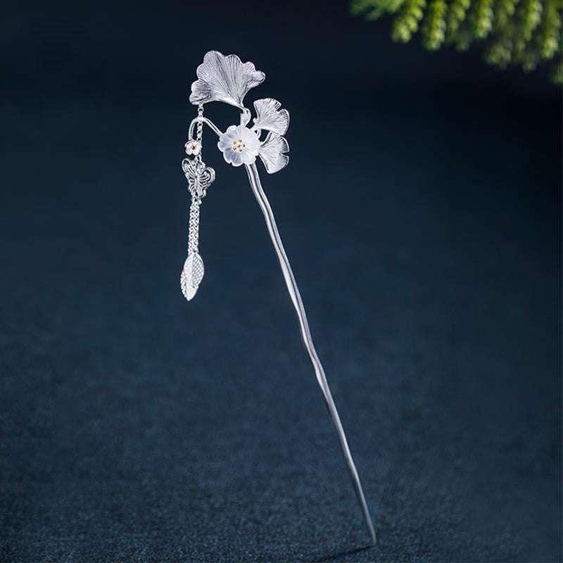 Épingle à cheveux femelle rétro simple ginkgo feuille