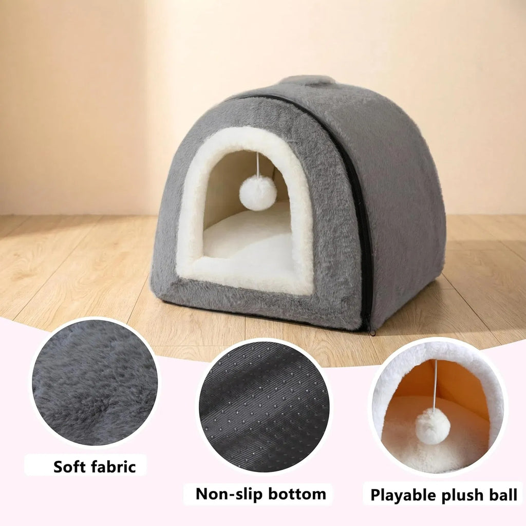 Cat Bed for Indoor Cats Anti-slip Foldable Cat Cave