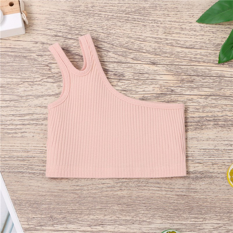 Tops casual en coton à couleur solide pour les filles