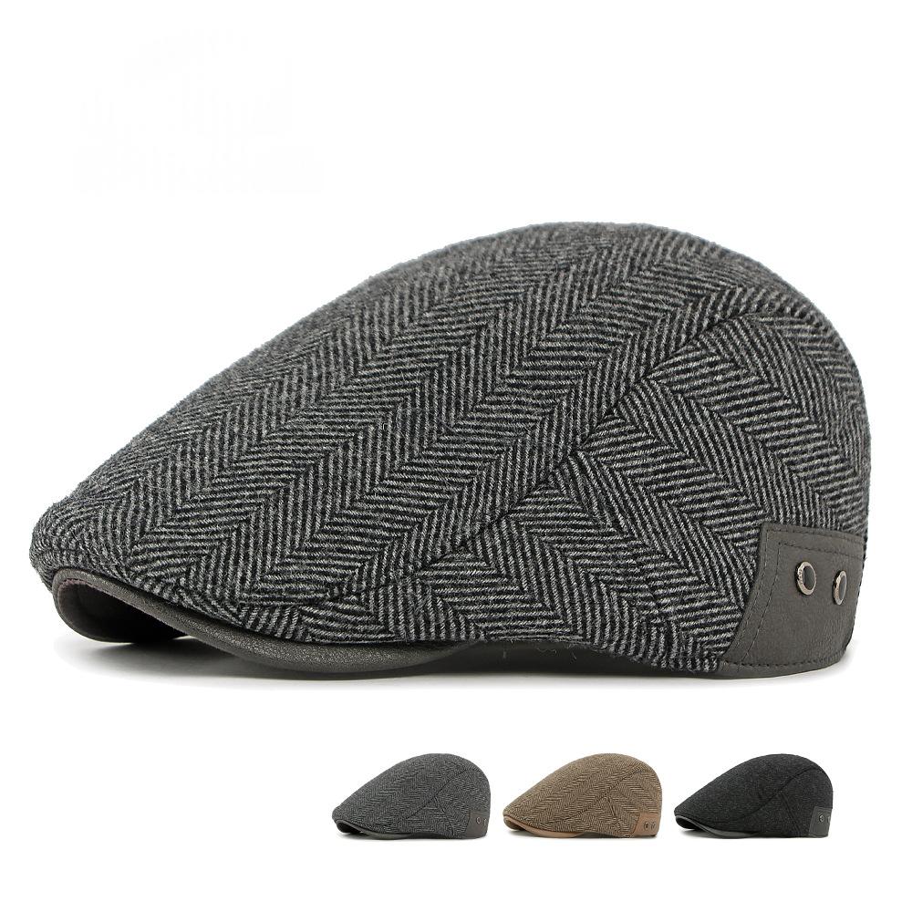 Ligné de velours d'hiver Protection de l'oreille chaude British-Style Vintage Beret