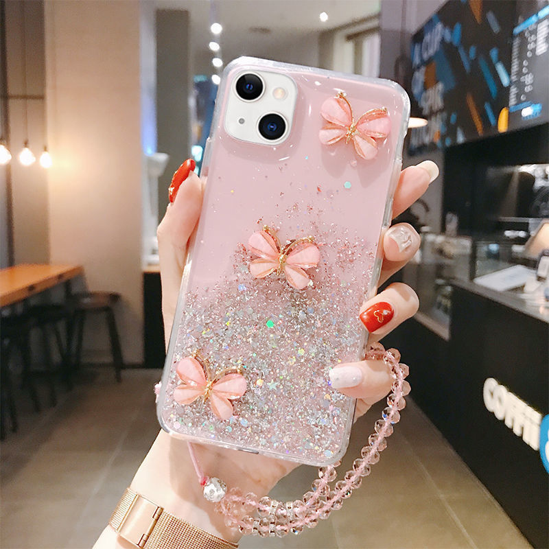 Étui de téléphone Glitter Epoxy Papillon doux