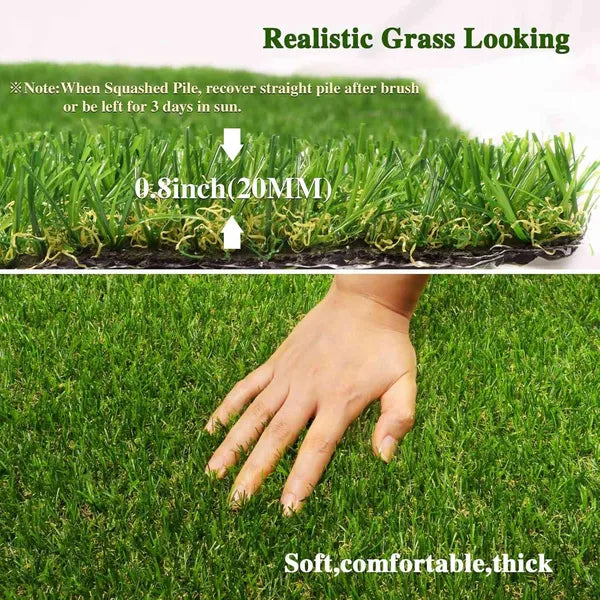 6.5ft X 15ft Artificial Turf 0,8' Mat avec trous de drainage. Faux gazon avec du caoutchouc