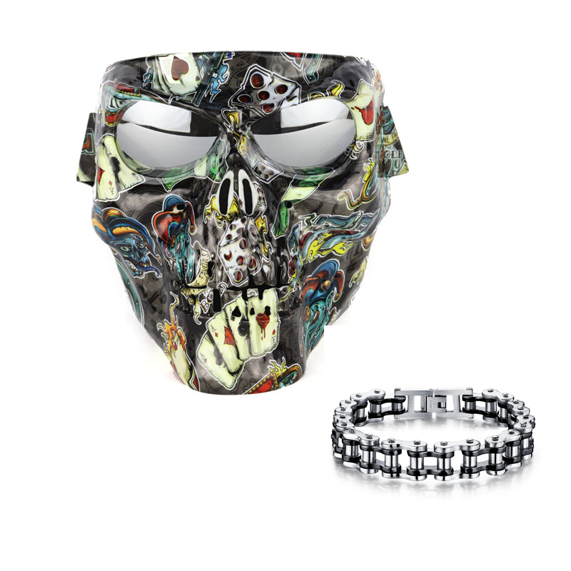 Crâne masque moto rider équipé de lunettes