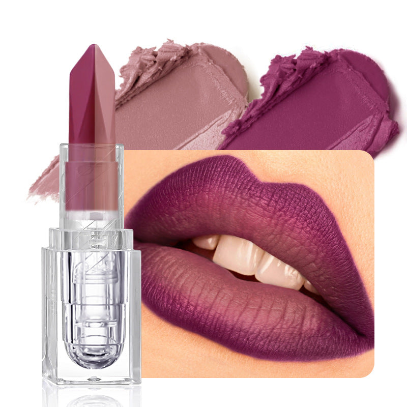 Soft-matte, Dual-tone, 2-en-1 Matt Longwear Mud à lèvres avec un perlé, irisé, et velours